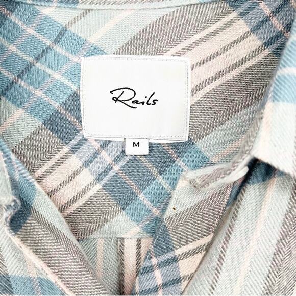 Rails Hunter Plaid Button Down Top M Peach Lagoon - Picture 5 of 6